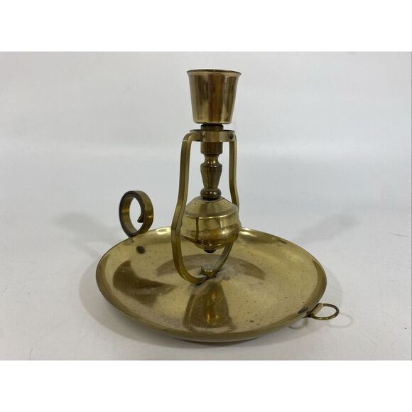 Vintage English Nautical Ship Boat Brass Weighted Swinging Taper Candle Holder - Picture 4 of 10